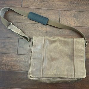 Danier Leather Crossbody Laptop Bag- Brown